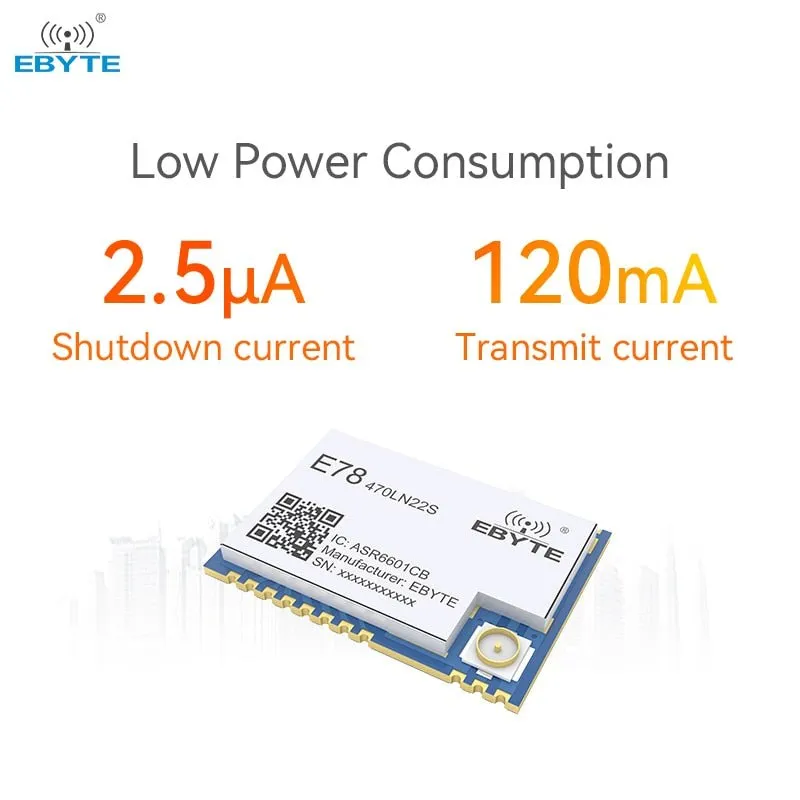 ASR6601 LoRa LoRaWAN SoC Node Module 433MHz 21dBm EBYTE Low Power Consumption 5.6Km Long Range E78-470LN22S(6601) LoRa Module