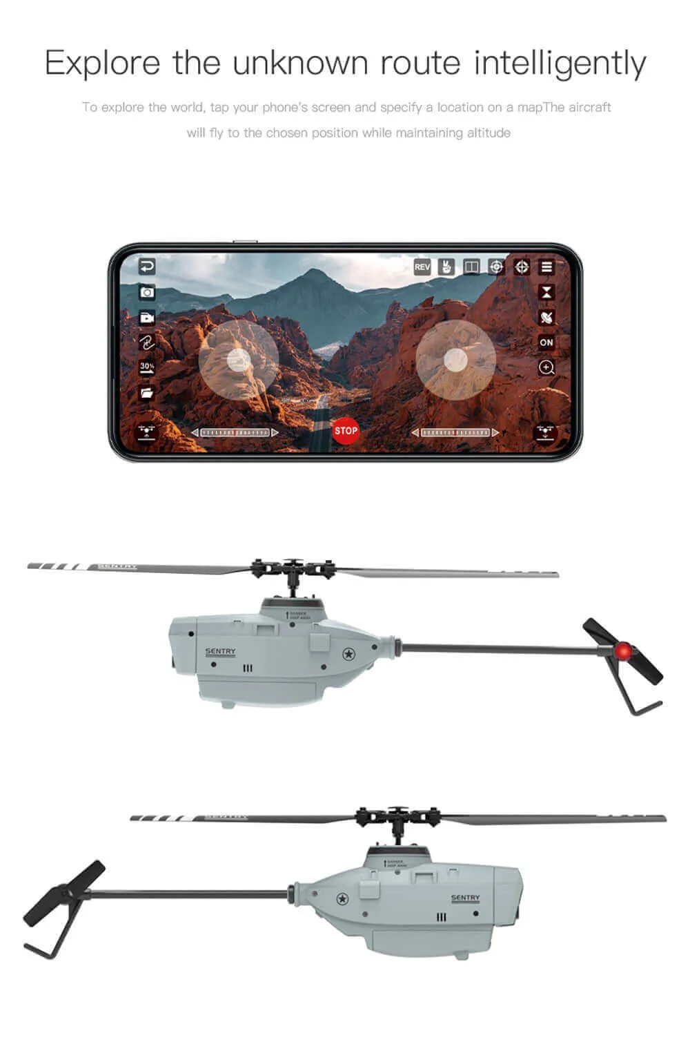 C127 Single Blade Helicopter Drone - 6-Axis Gyro, WiFi FPV, Nano HD Camera Toy