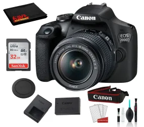 Canon EOS 2000D (REBEL T7) DSLR Camera 18-55MM IS ii Lens Bundle �SanDisk 32gb   Cleaning Kit   MORE - International