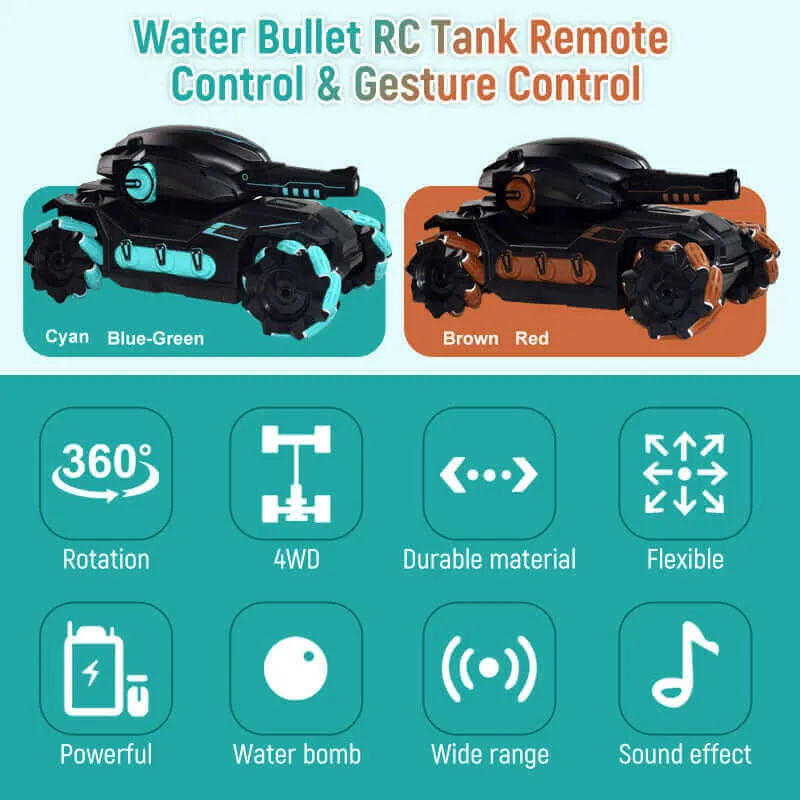 Electric Water Bomb Tank RC Toy - Remote Control Battle Car for Kids