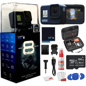 GoPro HERO8 Black Digital Action Camera - Waterproof, Touch Screen - With Cleaning Set   Case   64GB Memory Card and More.