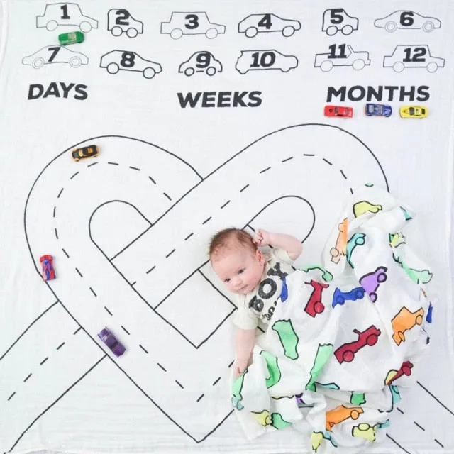 Newborn Baby Monthly Growth Milestone Blanket Photography Props Background Cloth Commemorate Rug Mat Baby Accessories