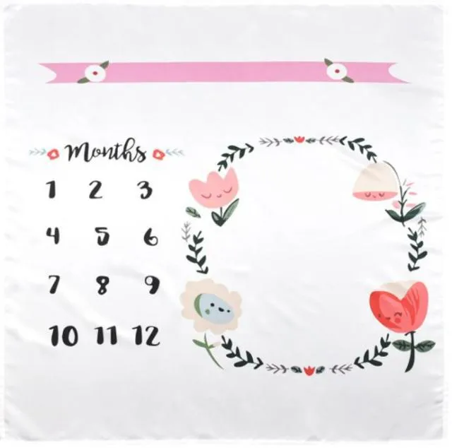 Newborn Baby Monthly Growth Milestone Blanket Photography Props Background Cloth Commemorate Rug Mat Baby Accessories