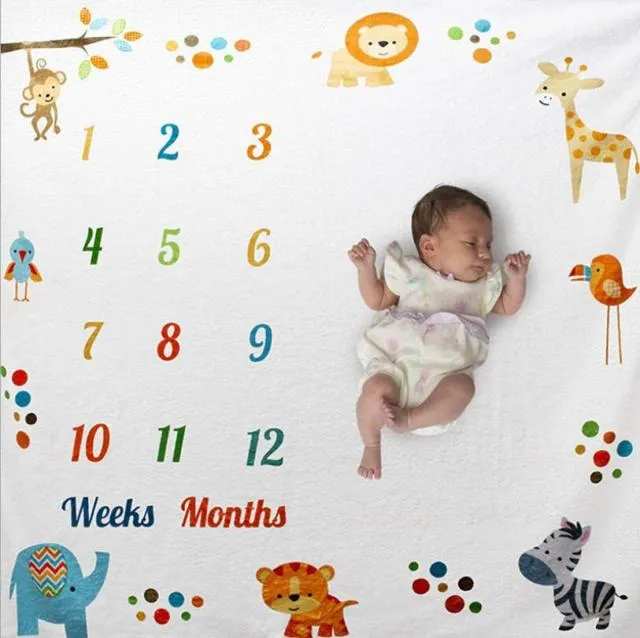 Newborn Baby Monthly Growth Milestone Blanket Photography Props Background Cloth Commemorate Rug Mat Baby Accessories