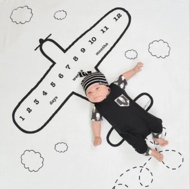 Newborn Baby Monthly Growth Milestone Blanket Photography Props Background Cloth Commemorate Rug Mat Baby Accessories