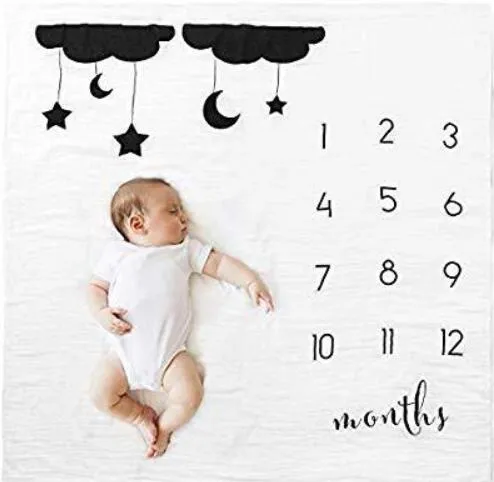 Newborn Baby Monthly Growth Milestone Blanket Photography Props Background Cloth Commemorate Rug Mat Baby Accessories