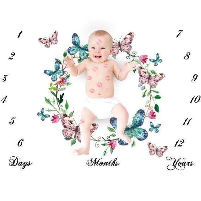 Newborn Baby Monthly Growth Milestone Blanket Photography Props Background Cloth Commemorate Rug Mat Baby Accessories