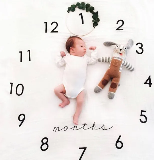 Newborn Baby Monthly Growth Milestone Blanket Photography Props Background Cloth Commemorate Rug Mat Baby Accessories