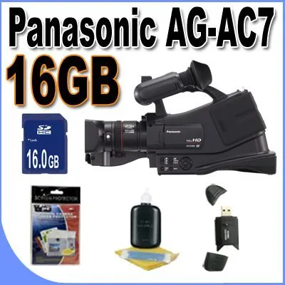 Panasonic AG-AC7 Shoulder Mount AVCHD Camcorder W/16GB SDHC Memory   USB Card Reader   Accessory Saver Bundle!