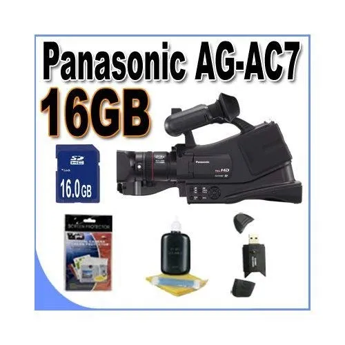 Panasonic AG-AC7 Shoulder Mount AVCHD Camcorder W/16GB SDHC Memory   USB Card Reader   Accessory Saver Bundle!