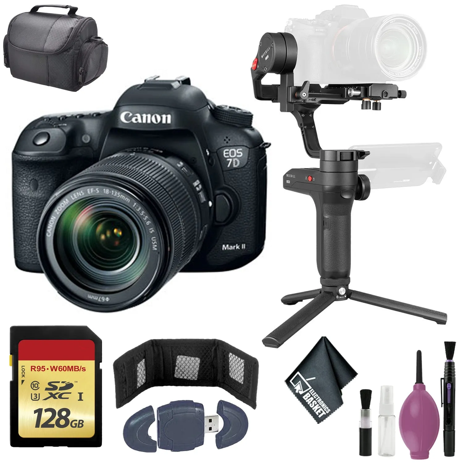 Zhiyun-Tech WEEBILL LAB Handheld Stabilizer - Canon EOS 7D Mark II DSLR Camera w/ WE1 WIFI Adapter - 128GB -Case