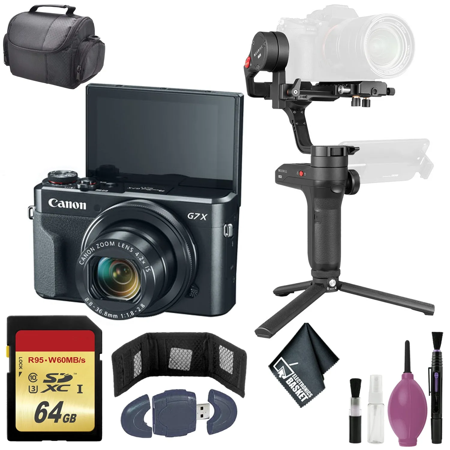 Zhiyun-Tech WEEBILL LAB Handheld Stabilizer - CANON POWERSHOT G7X MARK II DIGITAL CAMERA - 64GB Case